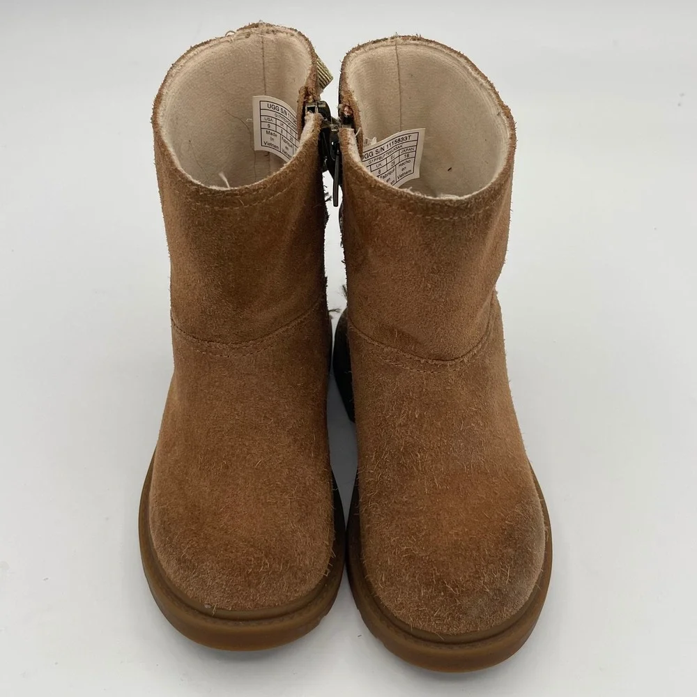 UGG Kids Chestnut Suede Star Bow Ankle Boots Size 9 Toddler